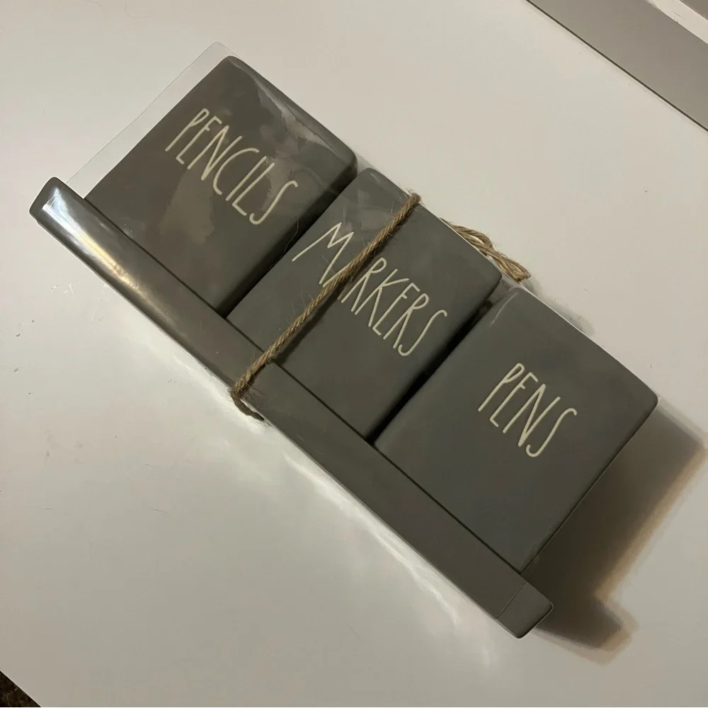Rae Dunn Gray Desk Organizer Set